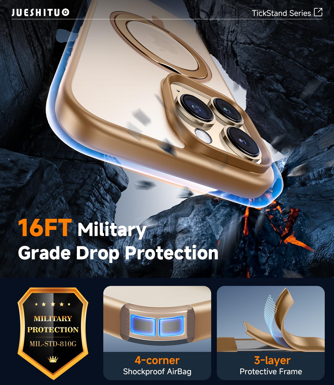 Foto 6 | Funda De Teléfono Jueshituo 3 En 1 Para Iphone 16 Pro Con Accesorios - Venta Internacional.