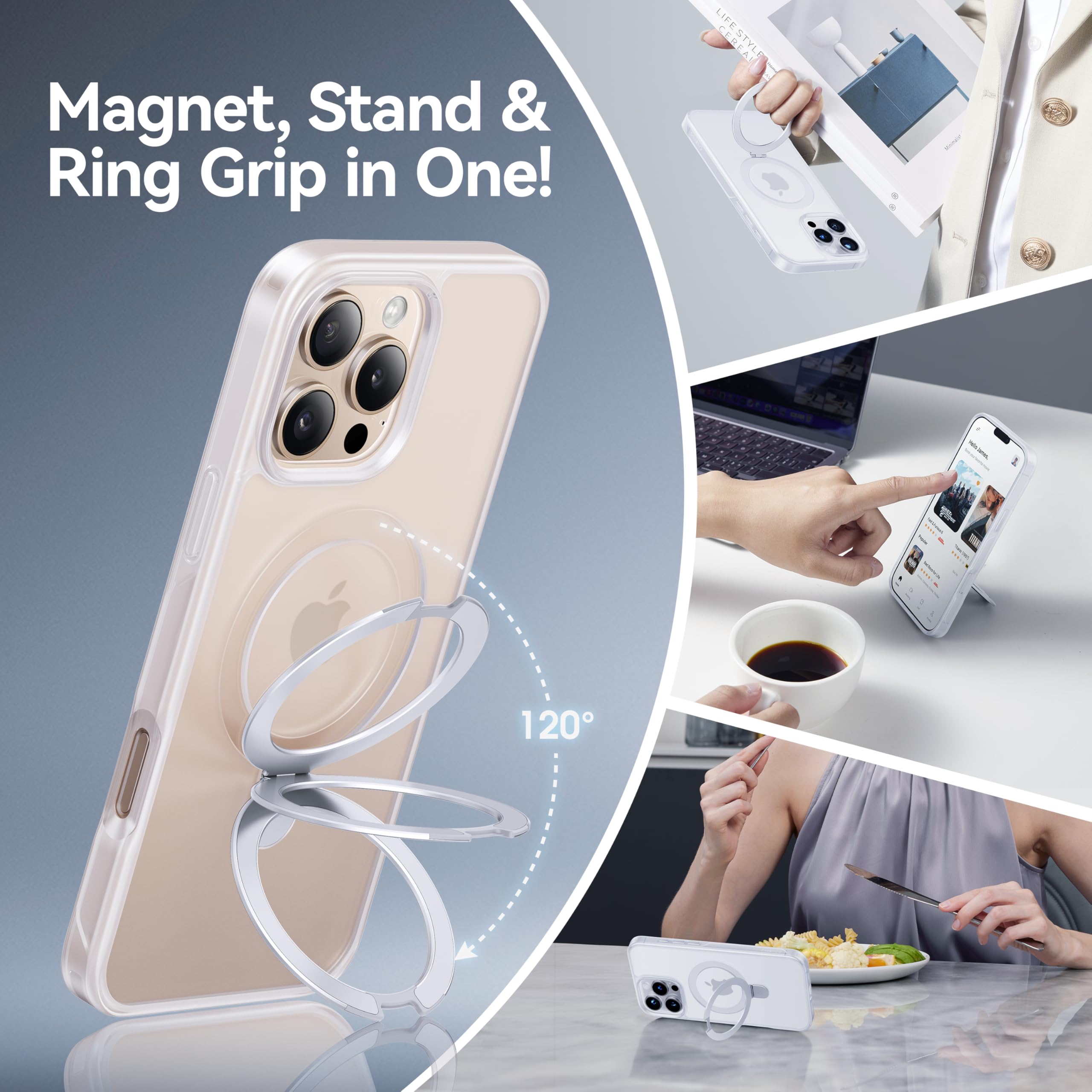 Foto 4 pulgar | Funda De Teléfono Casekoo Diseñada Para Iphone 16 Pro Con Soporte - Venta Internacional.