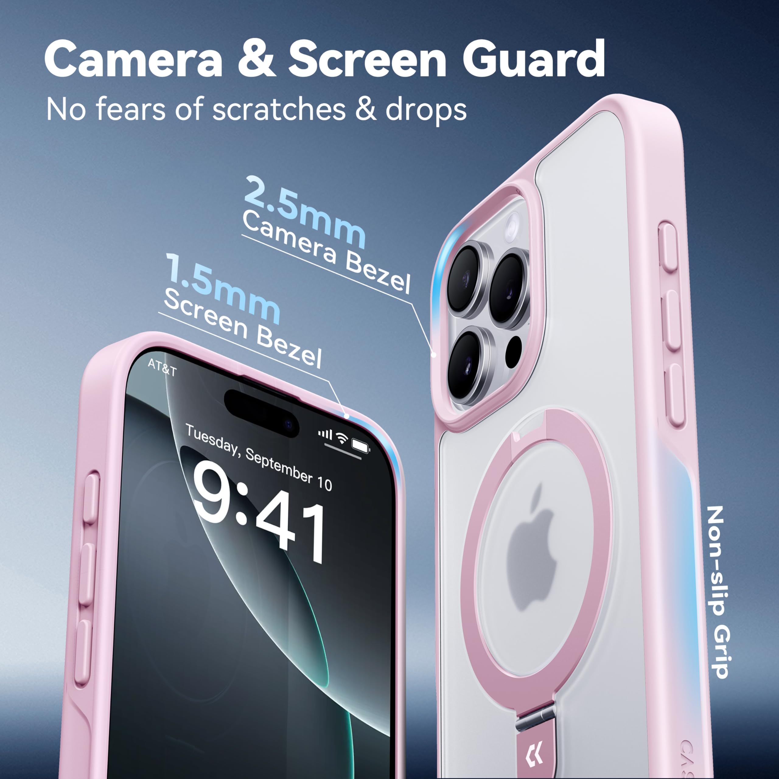 Foto 7 pulgar | Funda De Teléfono Casekoo Diseñada Para Iphone 16 Pro Con Soporte Rosa - Venta Internacional.