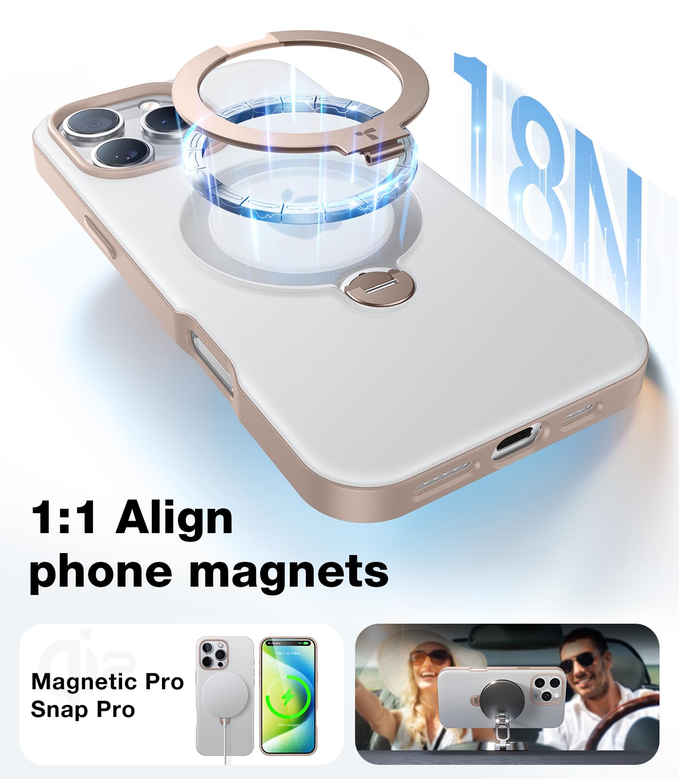 Foto 5 pulgar | Funda De Teléfono Torras Ostand Spin Para Iphone 16 Pro Rose Gold - Venta Internacional.