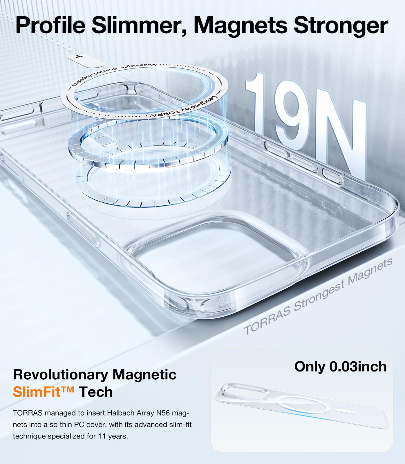 Foto 5 pulgar | Funda De Teléfono Torras Magnetic Slim Fit Para Iphone 16 Pro, Transparente - Venta Internacional.