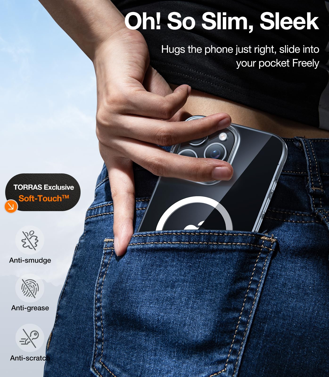 Foto 7 pulgar | Funda De Teléfono Torras Magnetic Slim Fit Para Iphone 16 Pro, Transparente - Venta Internacional.