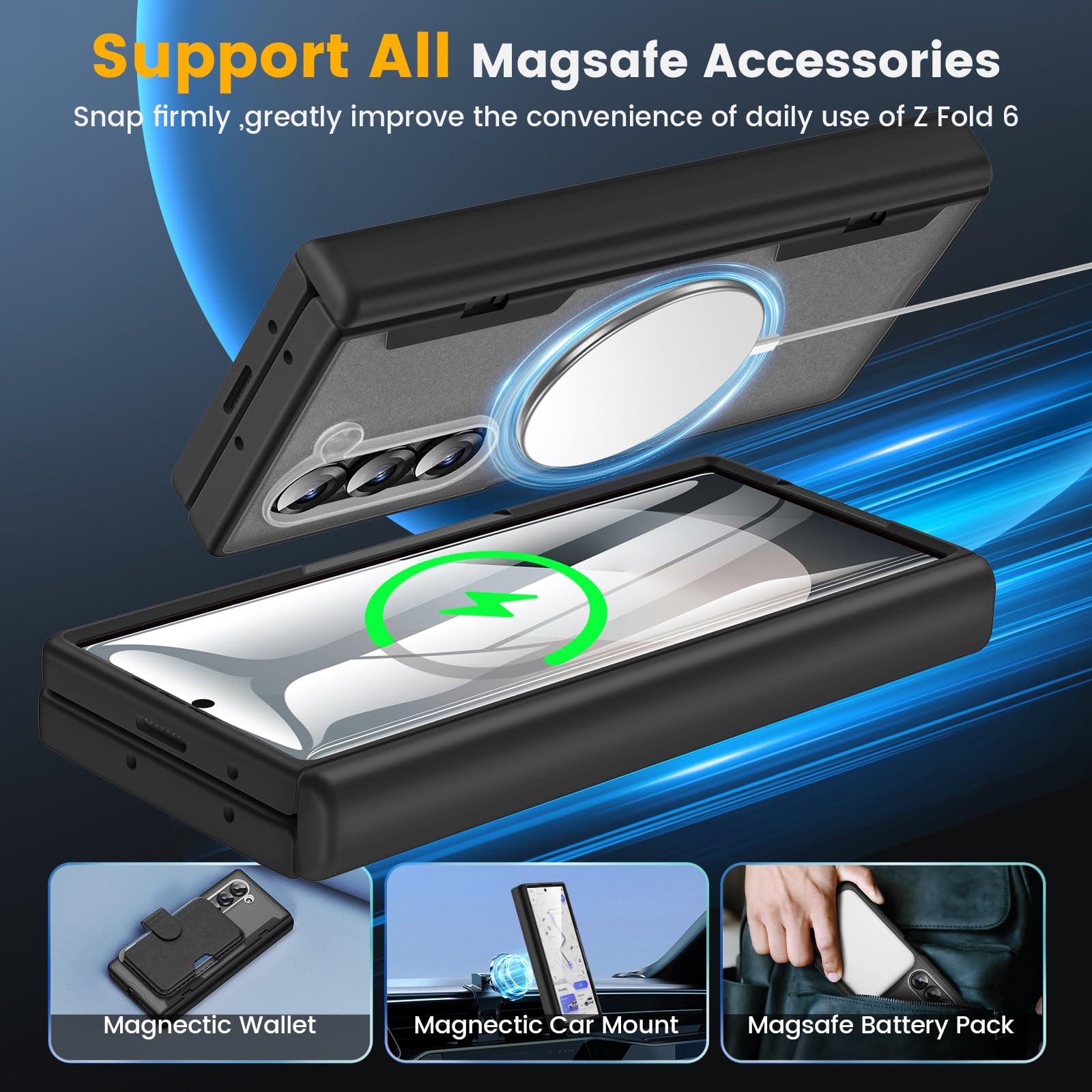 Foto 5 pulgar | Funda Caka Para Samsung Galaxy Z Fold 6 Con Carga Inalámbrica - Venta Internacional.