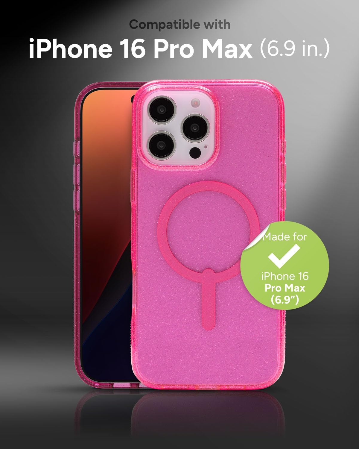 Foto 2 | Funda De Teléfono Zagg Milan Snap Para Iphone 16 Pro Max Pink Glitter - Venta Internacional.