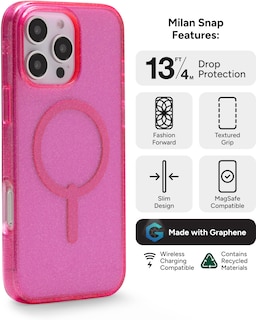 Foto 3 | Funda De Teléfono Zagg Milan Snap Para Iphone 16 Pro Max Pink Glitter - Venta Internacional.