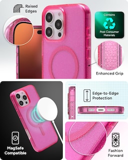 Foto 4 | Funda De Teléfono Zagg Milan Snap Para Iphone 16 Pro Max Pink Glitter - Venta Internacional.