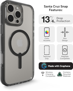Foto 3 | Funda De Teléfono Zagg Santa Cruz Snap Para Iphone 16 Pro Max Negra - Venta Internacional.