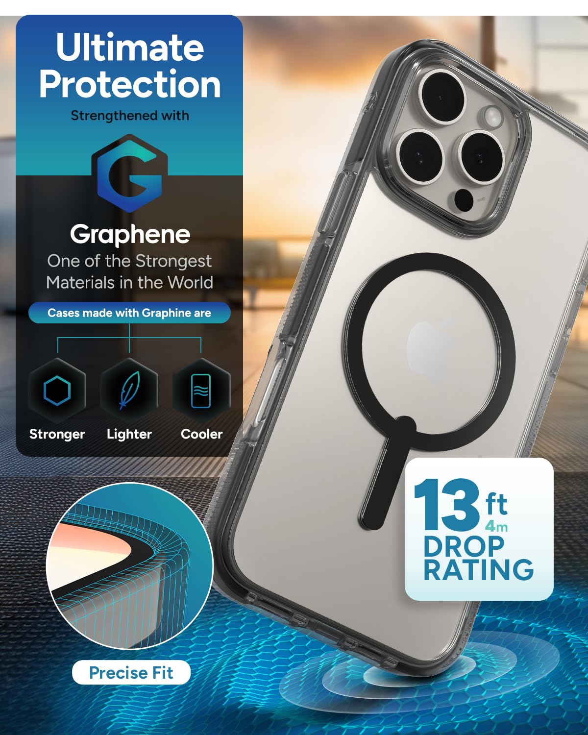 Foto 5 pulgar | Funda De Teléfono Zagg Santa Cruz Snap Para Iphone 16 Pro Max Negra - Venta Internacional.