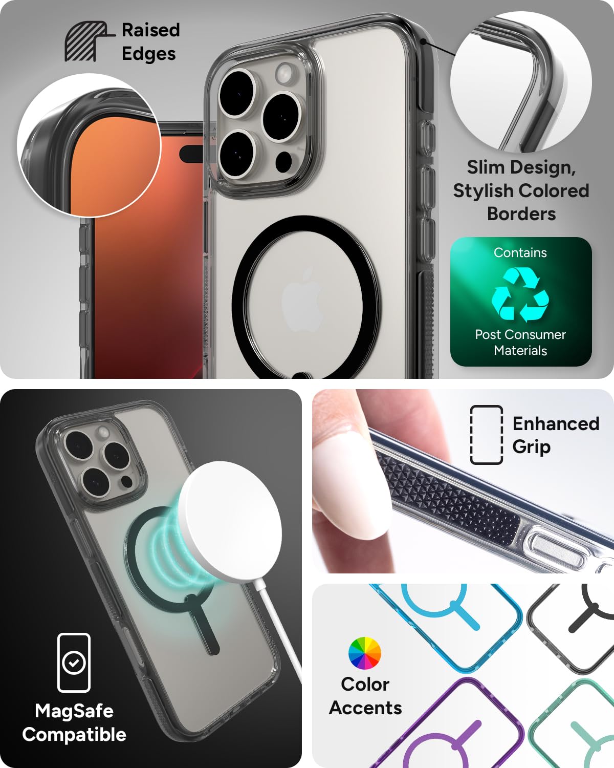 Foto 6 pulgar | Funda De Teléfono Zagg Santa Cruz Snap Para Iphone 16 Pro Max Negra - Venta Internacional.