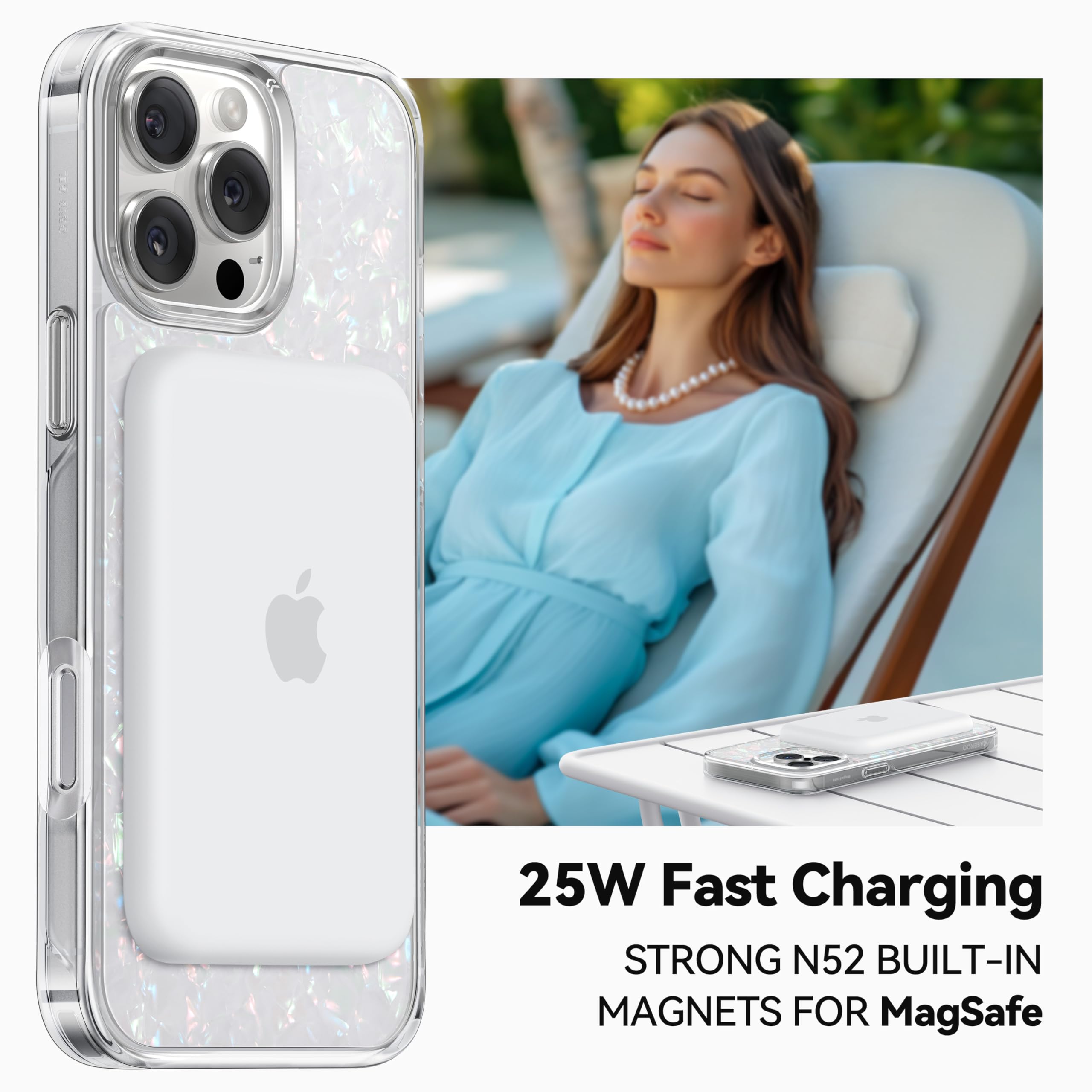 Foto 5 | Funda De Teléfono Casekoo Genuine Pearl Shell Para Iphone 16 Pro Max - Venta Internacional.
