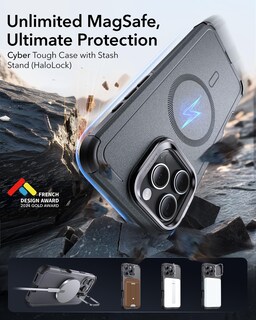 Foto 3 | Funda De Teléfono Esr Para Iphone 16 Pro Max Con Soporte Gris Cyber Series - Venta Internacional.