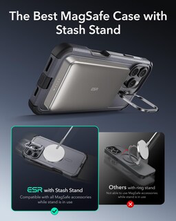 Foto 6 | Funda De Teléfono Esr Para Iphone 16 Pro Max Con Soporte Gris Cyber Series - Venta Internacional.
