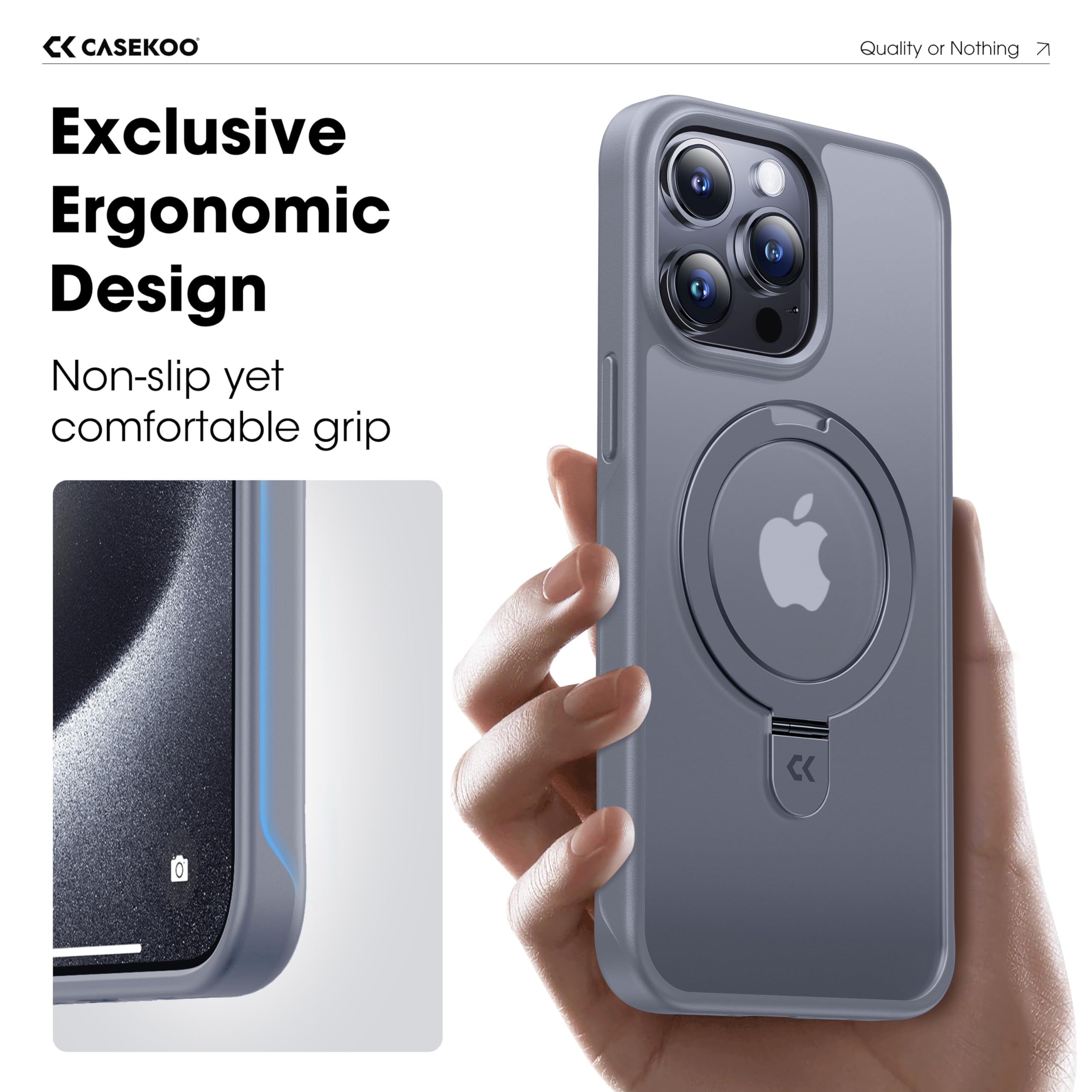 Foto 8 pulgar | Funda De Teléfono Casekoo Diseñada Para Iphone 15 Pro Max, Color Gris - Venta Internacional.