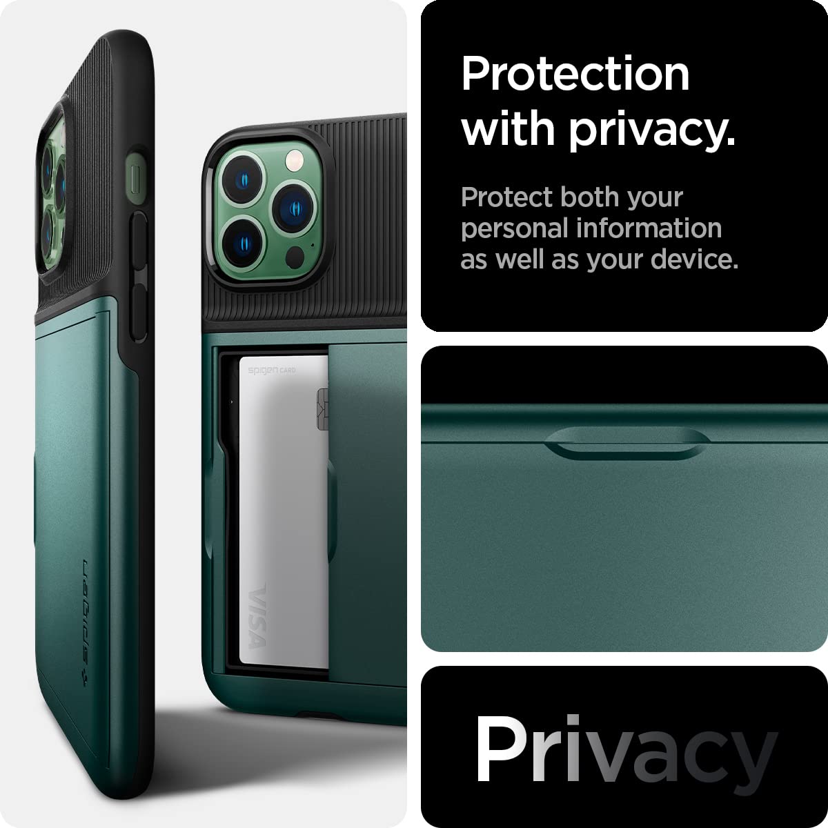 Foto 5 pulgar | Funda Spigen Slim Armor Cs Para Iphone 13 Pro, Color Verde Medianoche - Venta Internacional.