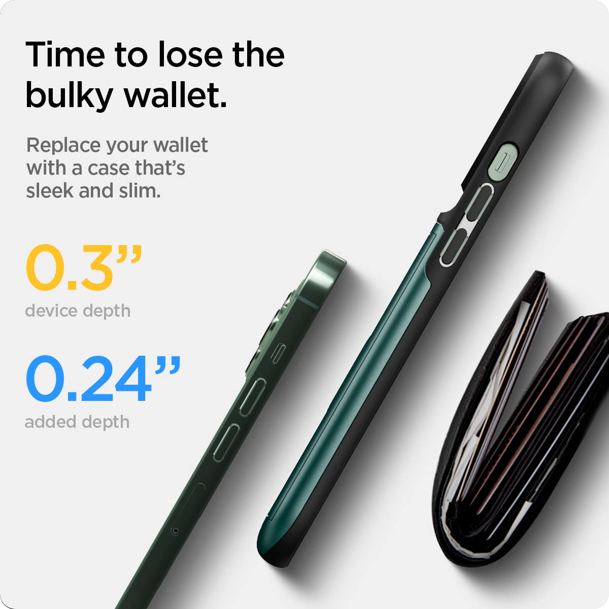 Foto 6 pulgar | Funda Spigen Slim Armor Cs Para Iphone 13 Pro, Color Verde Medianoche - Venta Internacional.