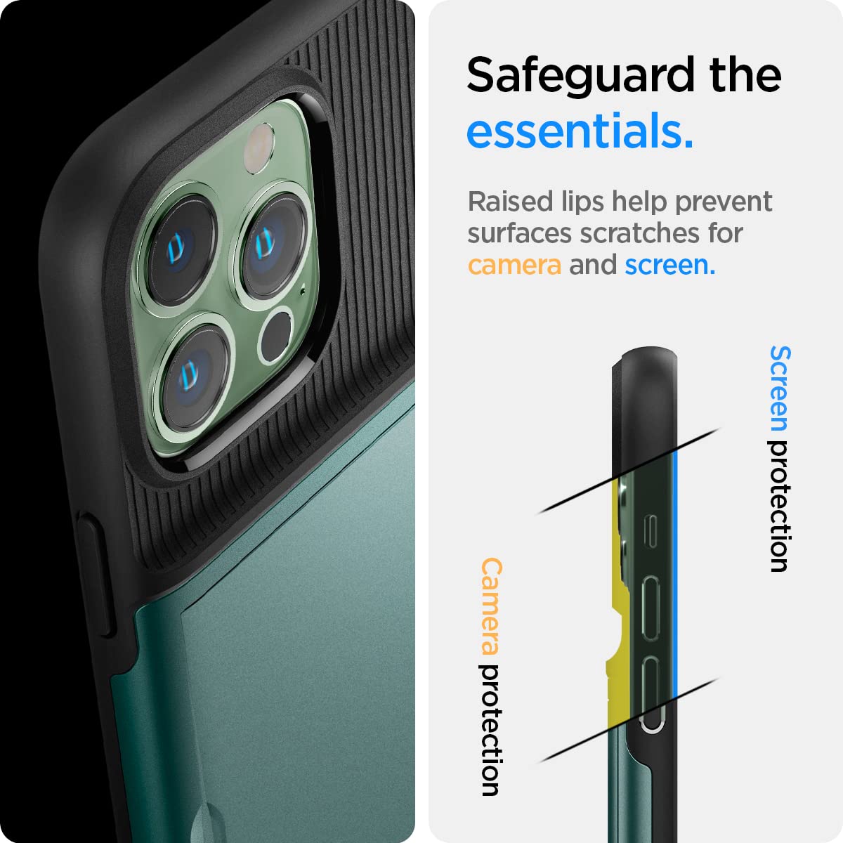 Foto 7 pulgar | Funda Spigen Slim Armor Cs Para Iphone 13 Pro, Color Verde Medianoche - Venta Internacional.