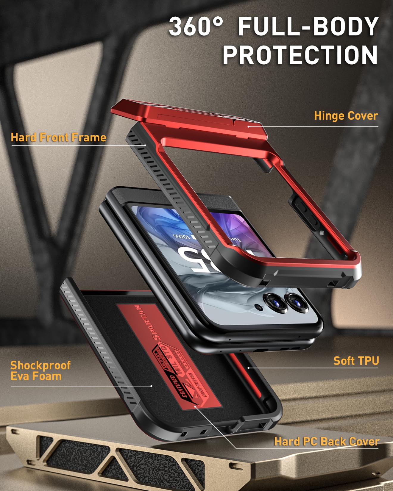 Foto 4 pulgar | Funda Poetic Spartan Para Motorola Moto Razr 2024 Con Soporte - Venta Internacional.