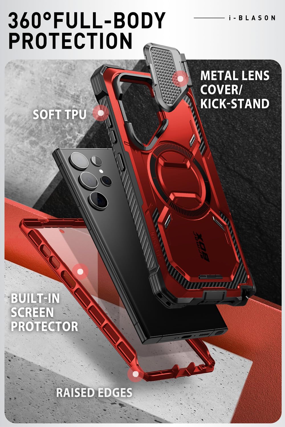 Foto 5 pulgar | Funda De Teléfono I-blason Armorbox Para Samsung Galaxy S24 Ultra Red - Venta Internacional.