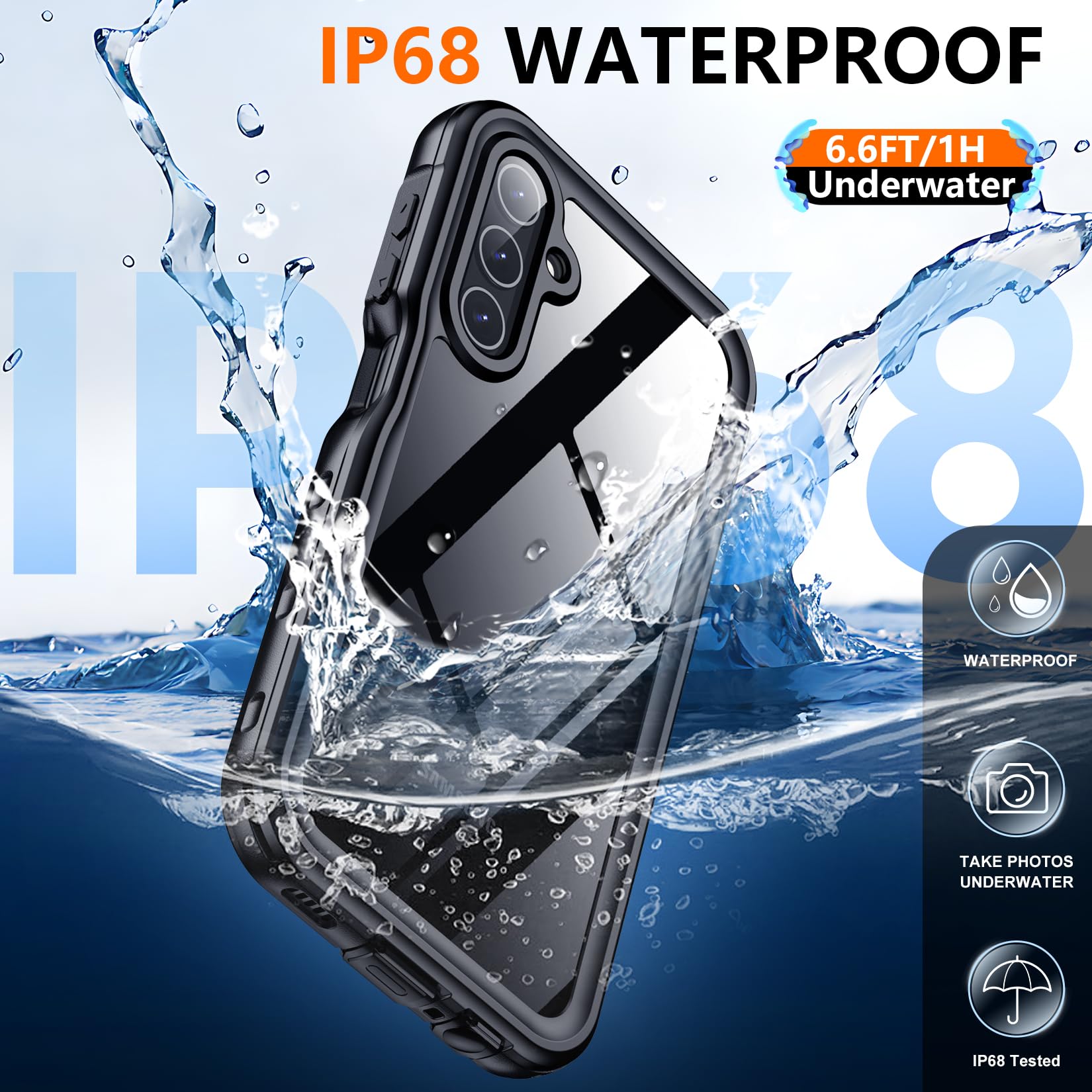 Foto 3 pulgar | Funda Spidercase Impermeable Para Galaxy A15 5g, Totalmente Resistente, Negra - Venta Internacional.