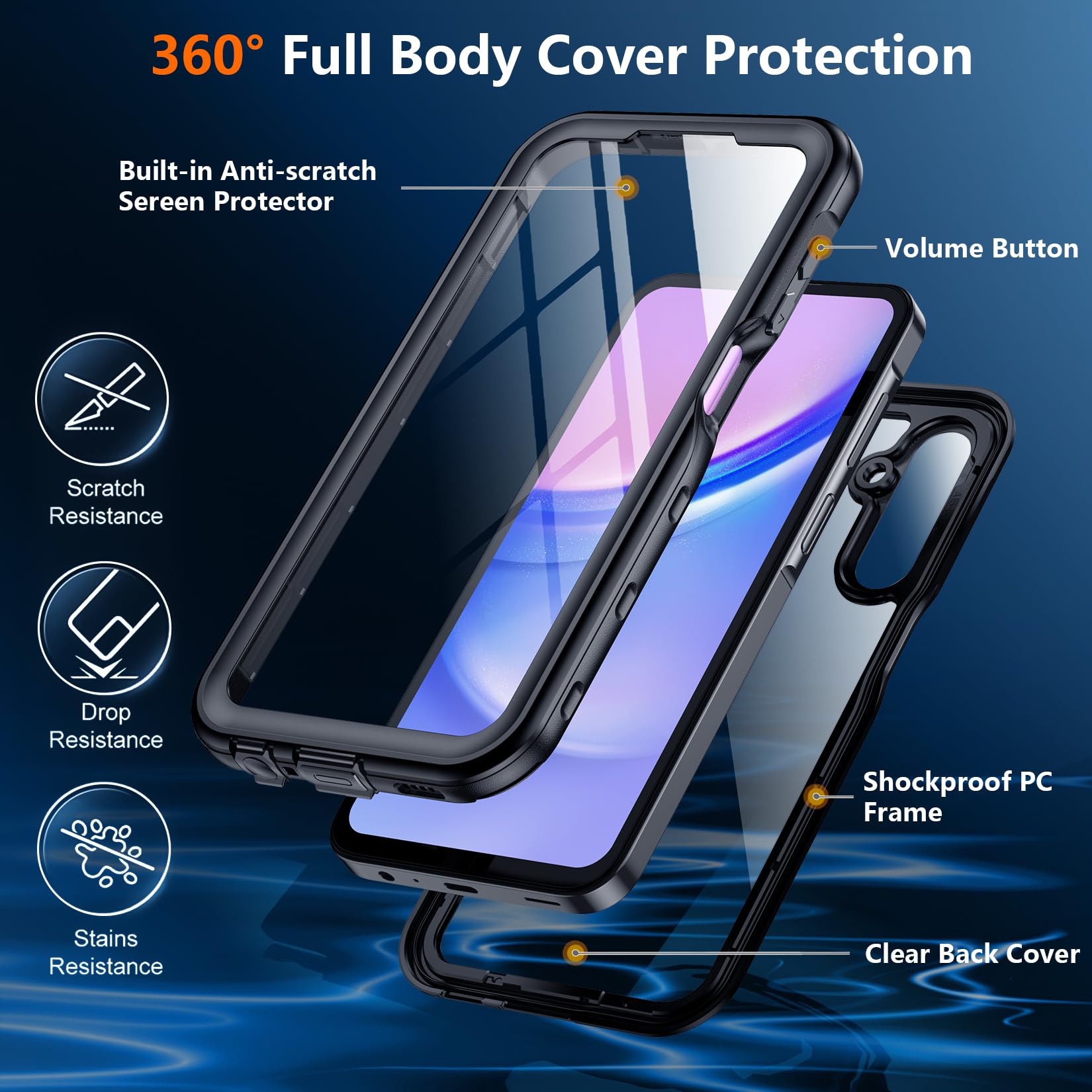 Foto 6 pulgar | Funda Spidercase Impermeable Para Galaxy A15 5g, Totalmente Resistente, Negra - Venta Internacional.