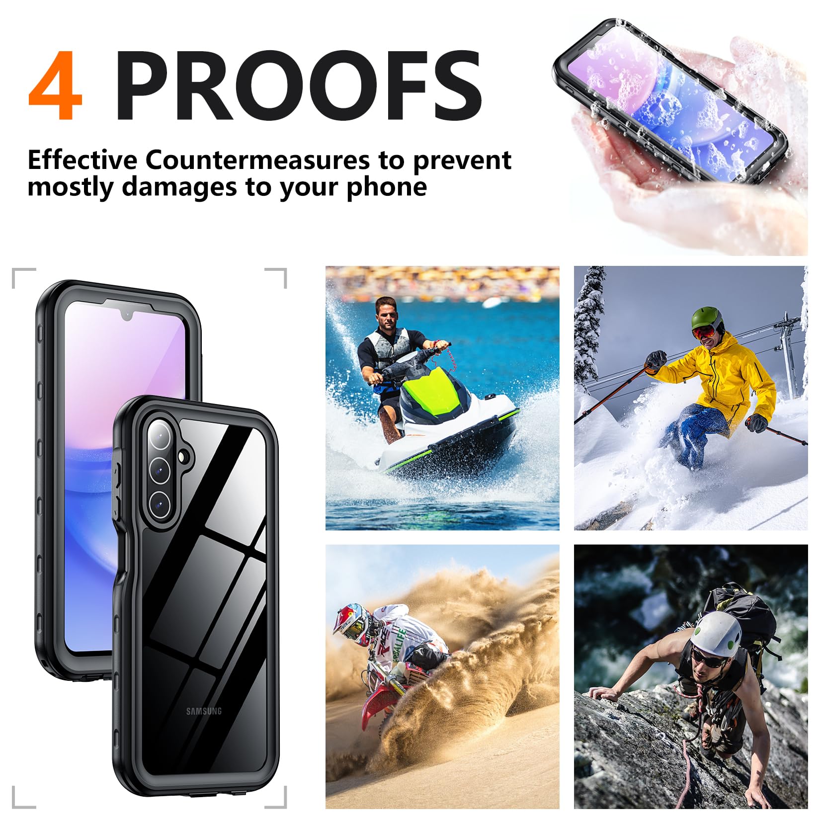 Foto 6 | Funda Spidercase Impermeable Para Galaxy A15 5g, Totalmente Resistente, Negra - Venta Internacional.