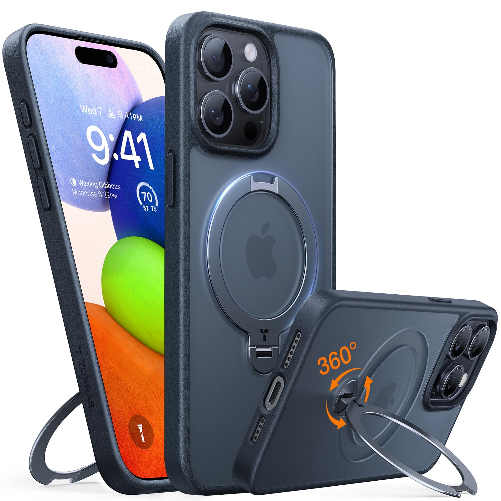 Foto 2 pulgar | Funda De Teléfono Torras Mejorada Con Soporte Magnético Giratorio De 360° Para Iphone 15 Pro Max - Venta Internacional