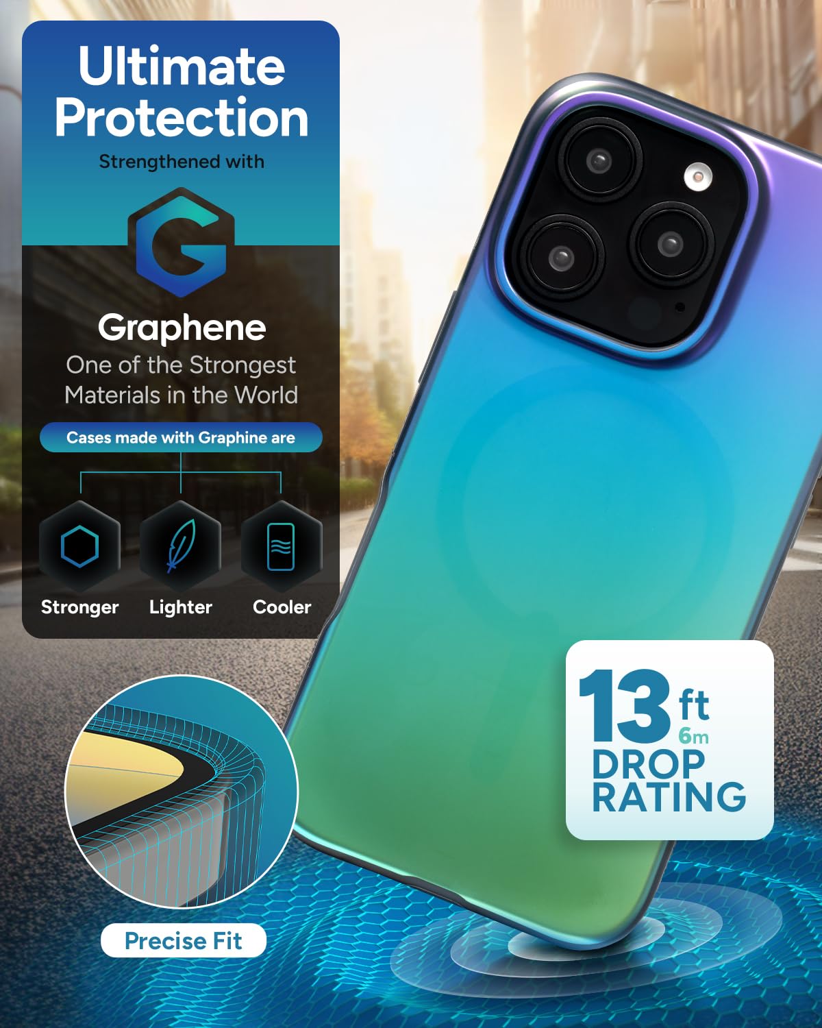 Foto 5 pulgar | Funda De Teléfono Zagg Milan Snap Para Iphone 16 Pro Que Cambia De Color - Venta Internacional.