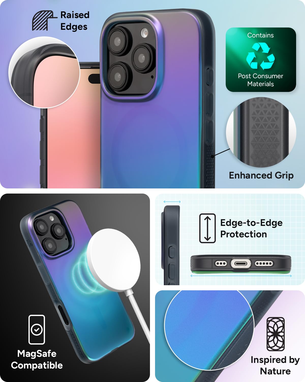 Foto 6 pulgar | Funda De Teléfono Zagg Milan Snap Para Iphone 16 Pro Que Cambia De Color - Venta Internacional.