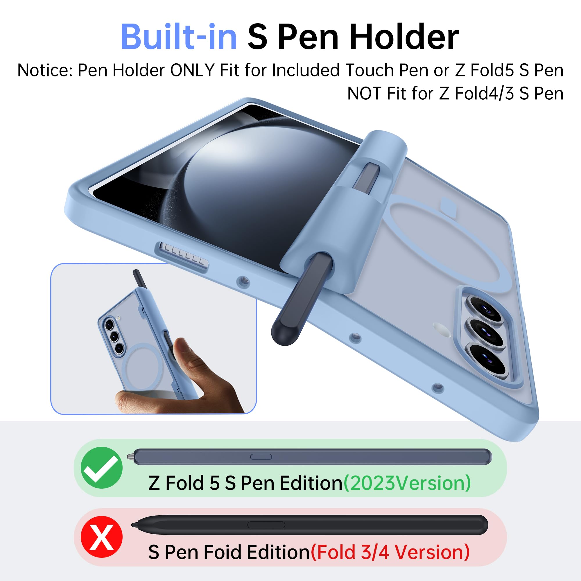 Foto 3 pulgar | Funda De Teléfono Mobosi Para Samsung Galaxy Z Fold 5 Azul - Venta Internacional.