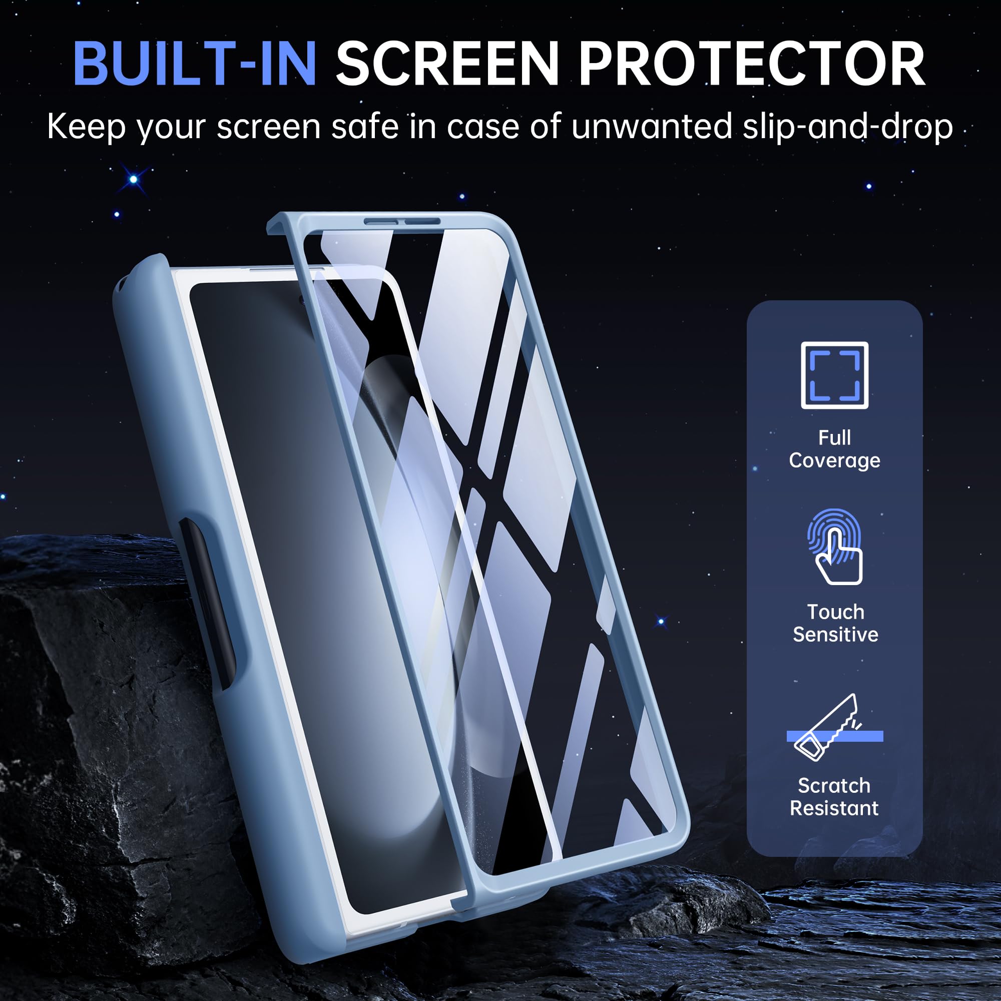 Foto 5 pulgar | Funda De Teléfono Mobosi Para Samsung Galaxy Z Fold 5 Azul - Venta Internacional.
