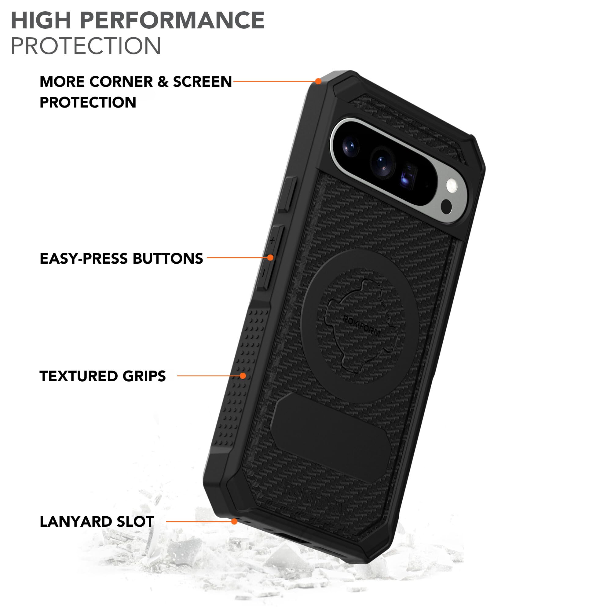 Foto 3 pulgar | Funda Rokform Para Google Pixel 9 Pro Xl Rugged Series, Color Negro - Venta Internacional.