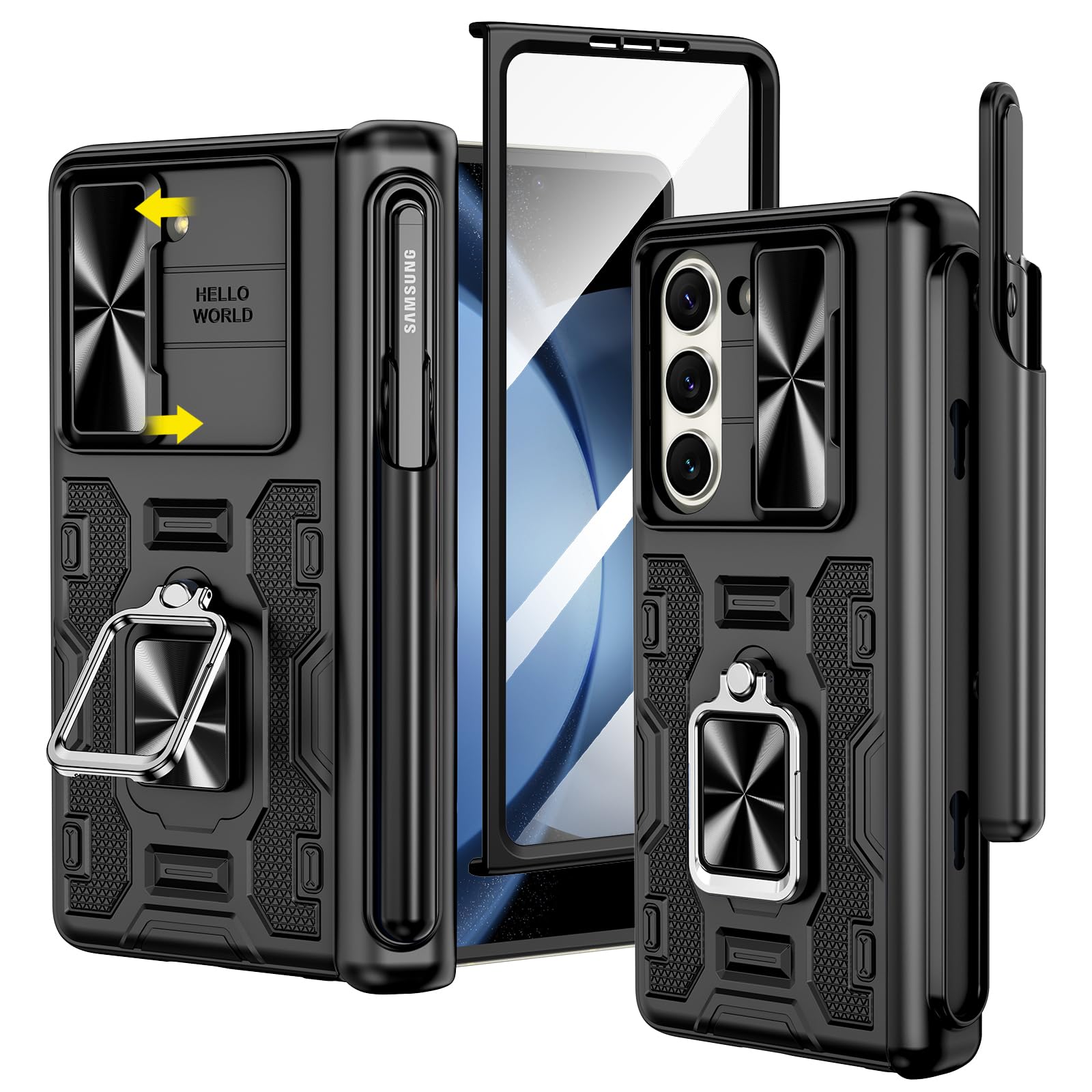 Funda Vego Para Samsung Galaxy Z Fold 5 Con Soporte Para Bolígrafo S, Color Negro - Venta Internacional.