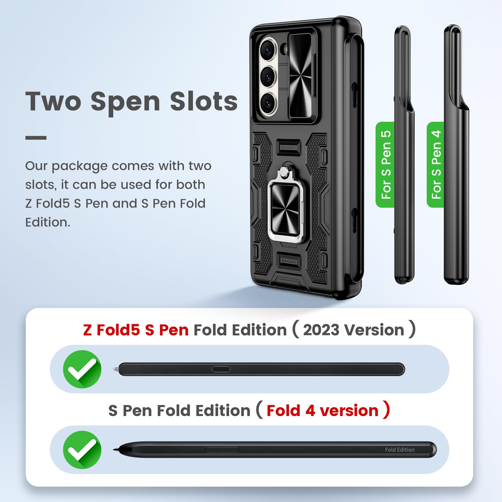 Foto 5 pulgar | Funda Vego Para Samsung Galaxy Z Fold 5 Con Soporte Para Bolígrafo S, Color Negro - Venta Internacional.