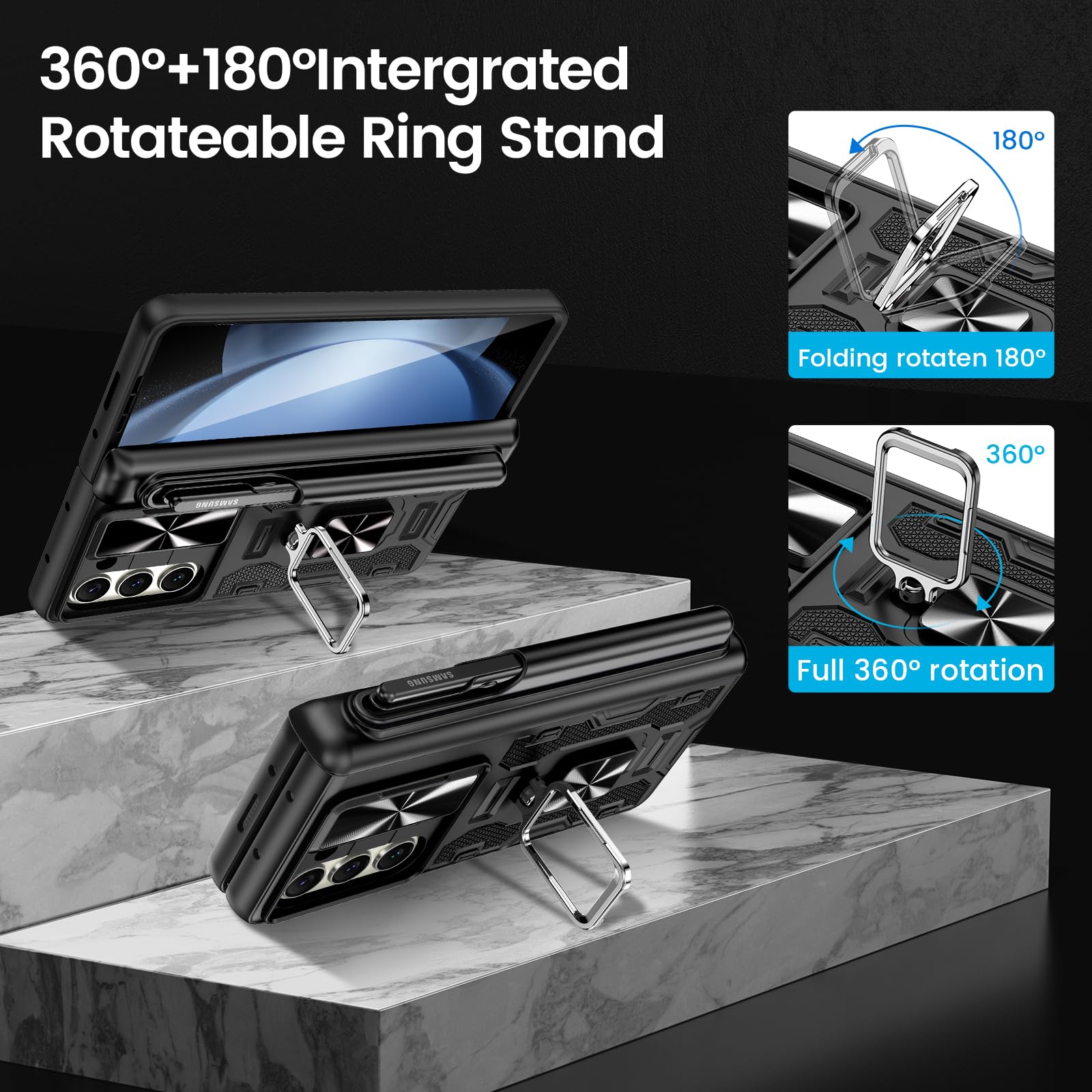 Foto 8 pulgar | Funda Vego Para Samsung Galaxy Z Fold 5 Con Soporte Para Bolígrafo S, Color Negro - Venta Internacional.