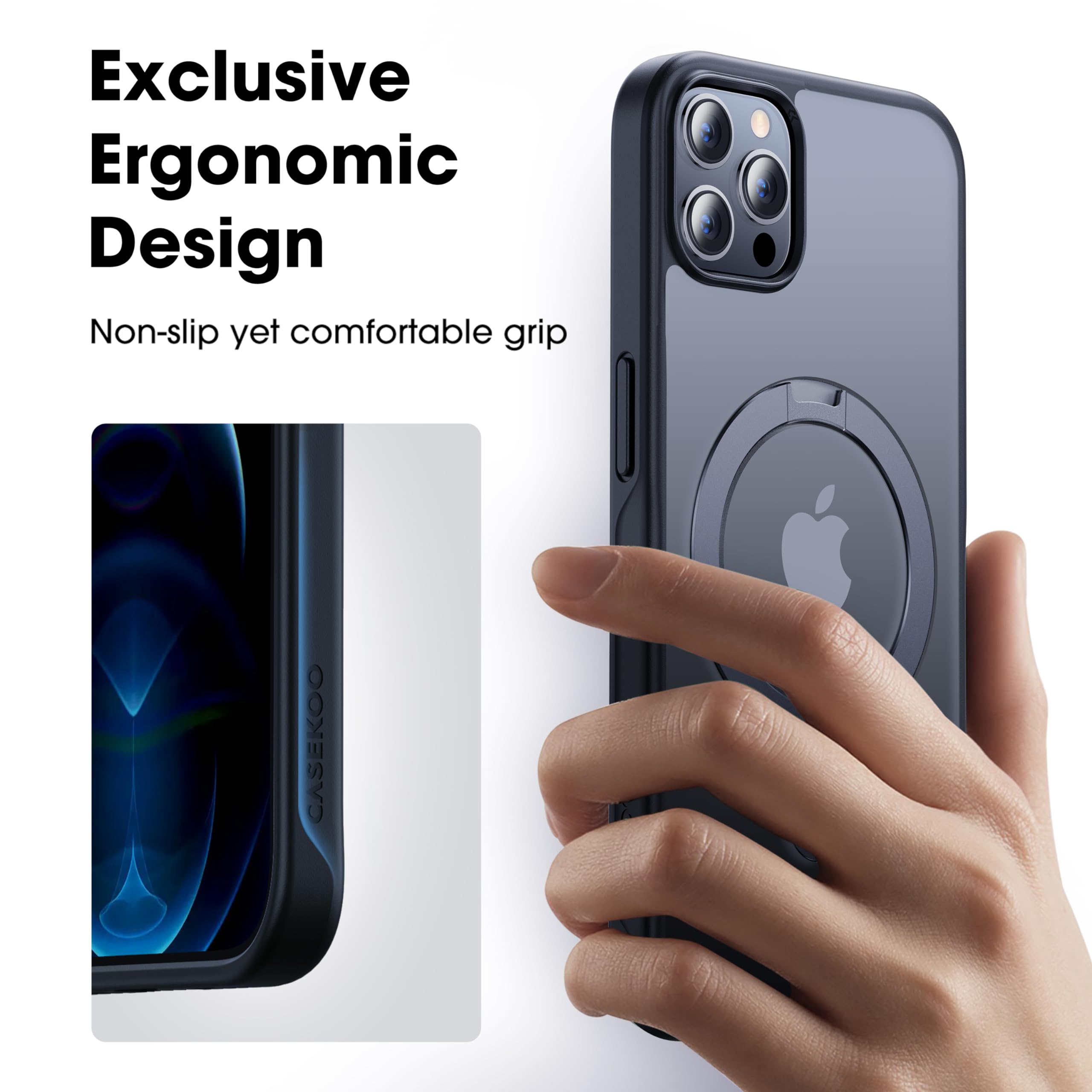 Foto 8 pulgar | Funda De Teléfono Casekoo Diseñada Para Iphone 12 Pro Max Negra - Venta Internacional.