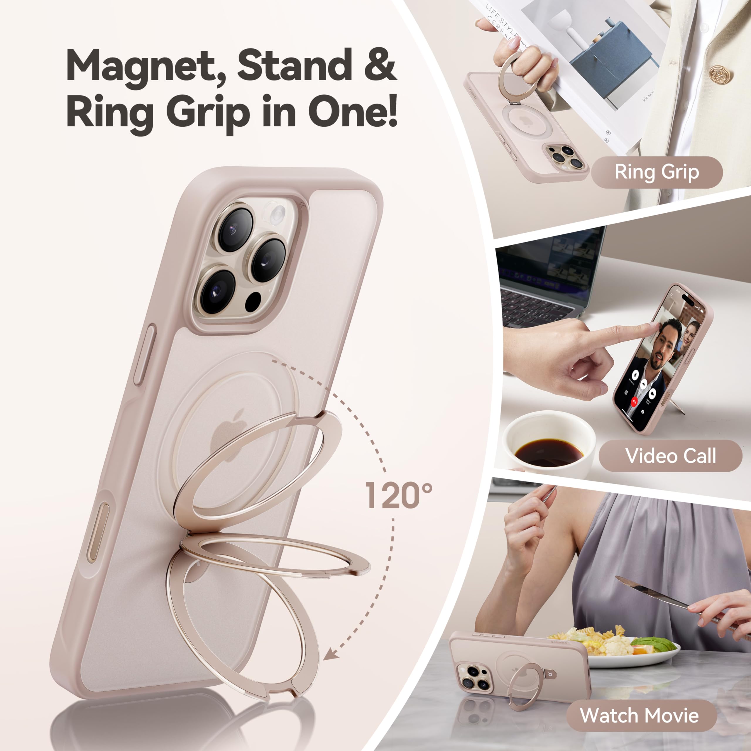 Foto 4 pulgar | Funda De Teléfono Casekoo Diseñada Para Iphone 16 Pro Gold De 6.3 Pulgadas - Venta Internacional.