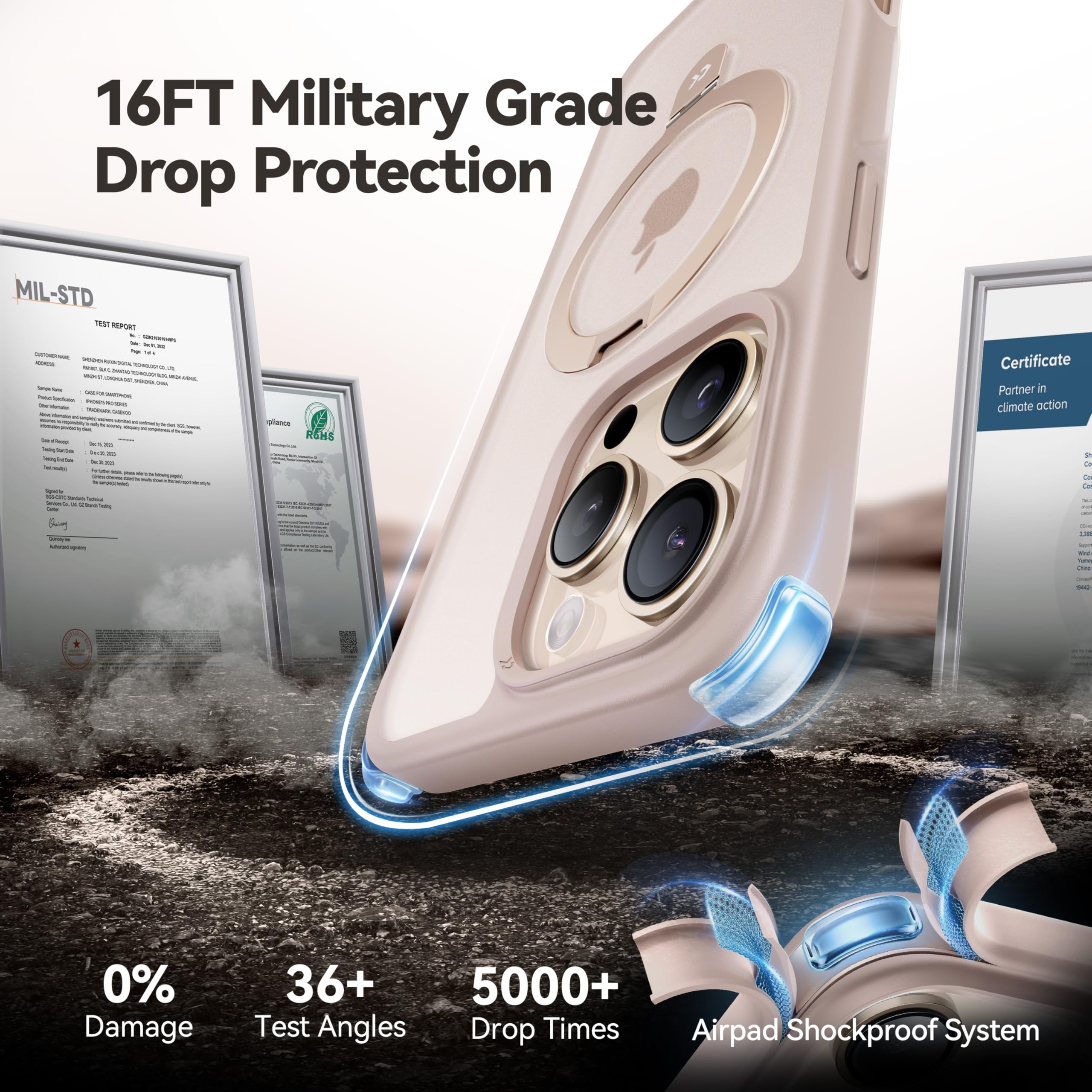 Foto 6 pulgar | Funda De Teléfono Casekoo Diseñada Para Iphone 16 Pro Gold De 6.3 Pulgadas - Venta Internacional.