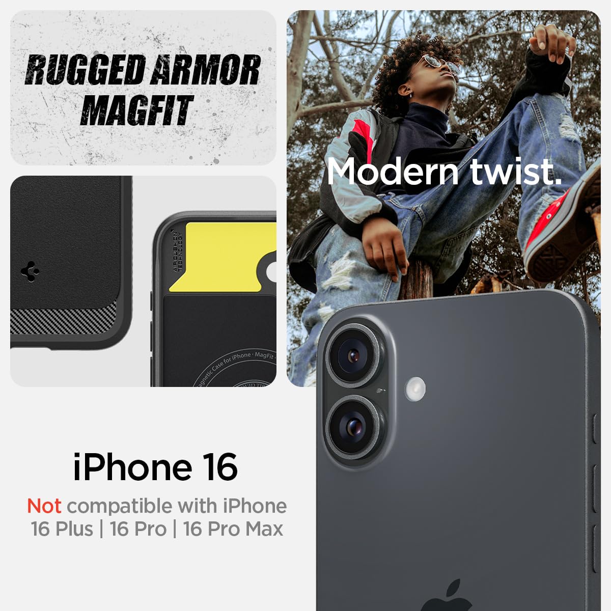 Foto 3 pulgar | Funda Spigen Rugged Armor Magfit Para Iphone 16 Con Magsafe - Venta Internacional.