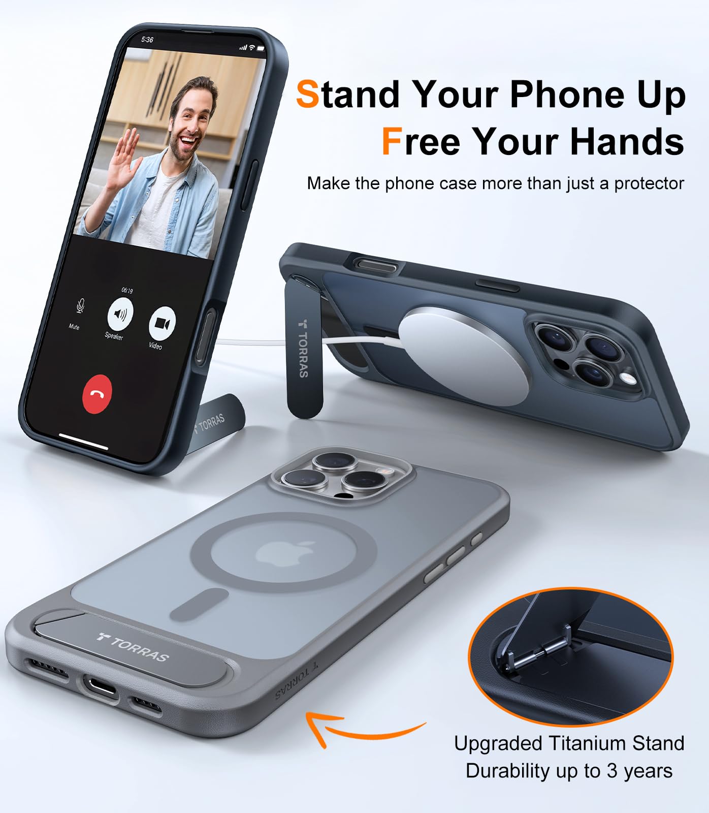 Foto 6 pulgar | Funda Para Teléfono Torras Strong Magnetic Stand Iphone 16 Pro, Color Negro - Venta Internacional.