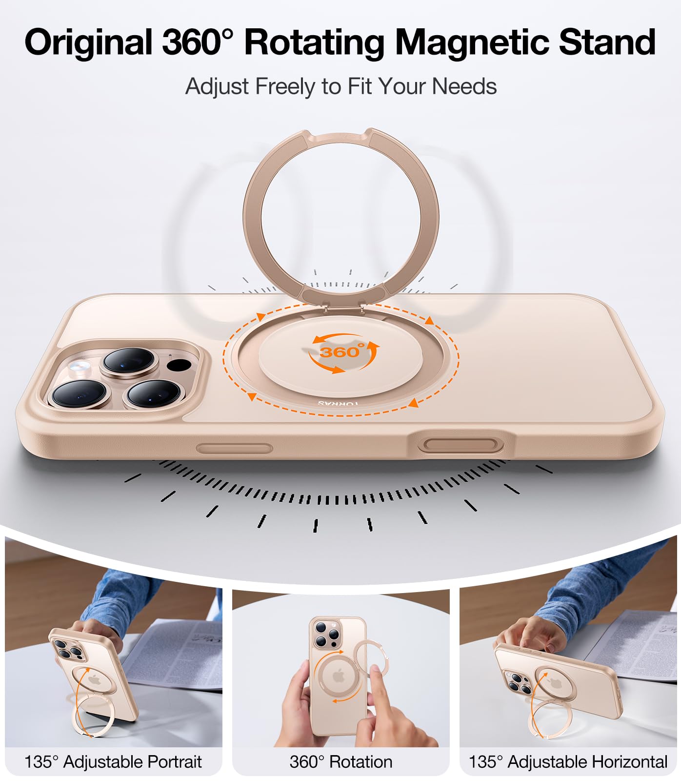 Foto 3 pulgar | Funda De Teléfono Torras Desert Titanium Giratoria 360° Para Iphone 16 Pro Max - Venta Internacional.