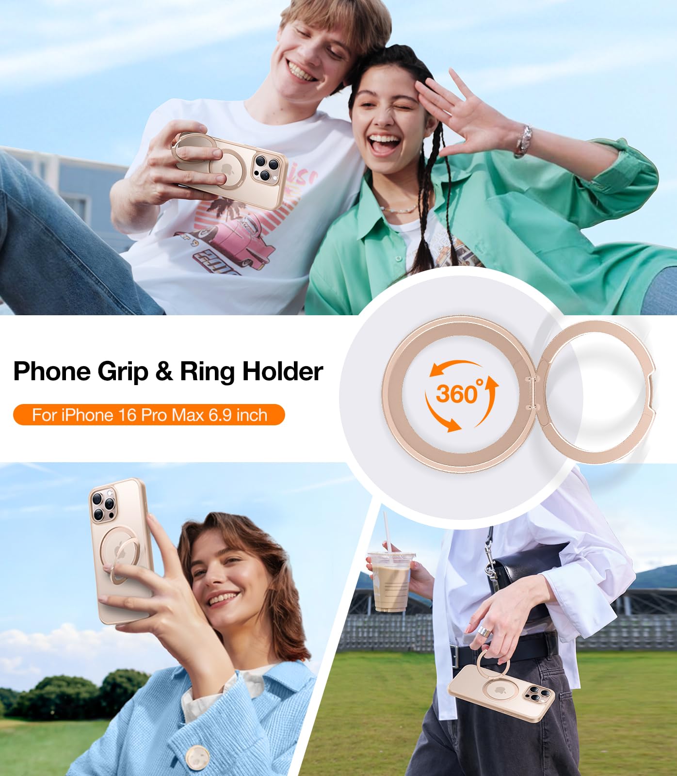 Foto 4 pulgar | Funda De Teléfono Torras Desert Titanium Giratoria 360° Para Iphone 16 Pro Max - Venta Internacional.
