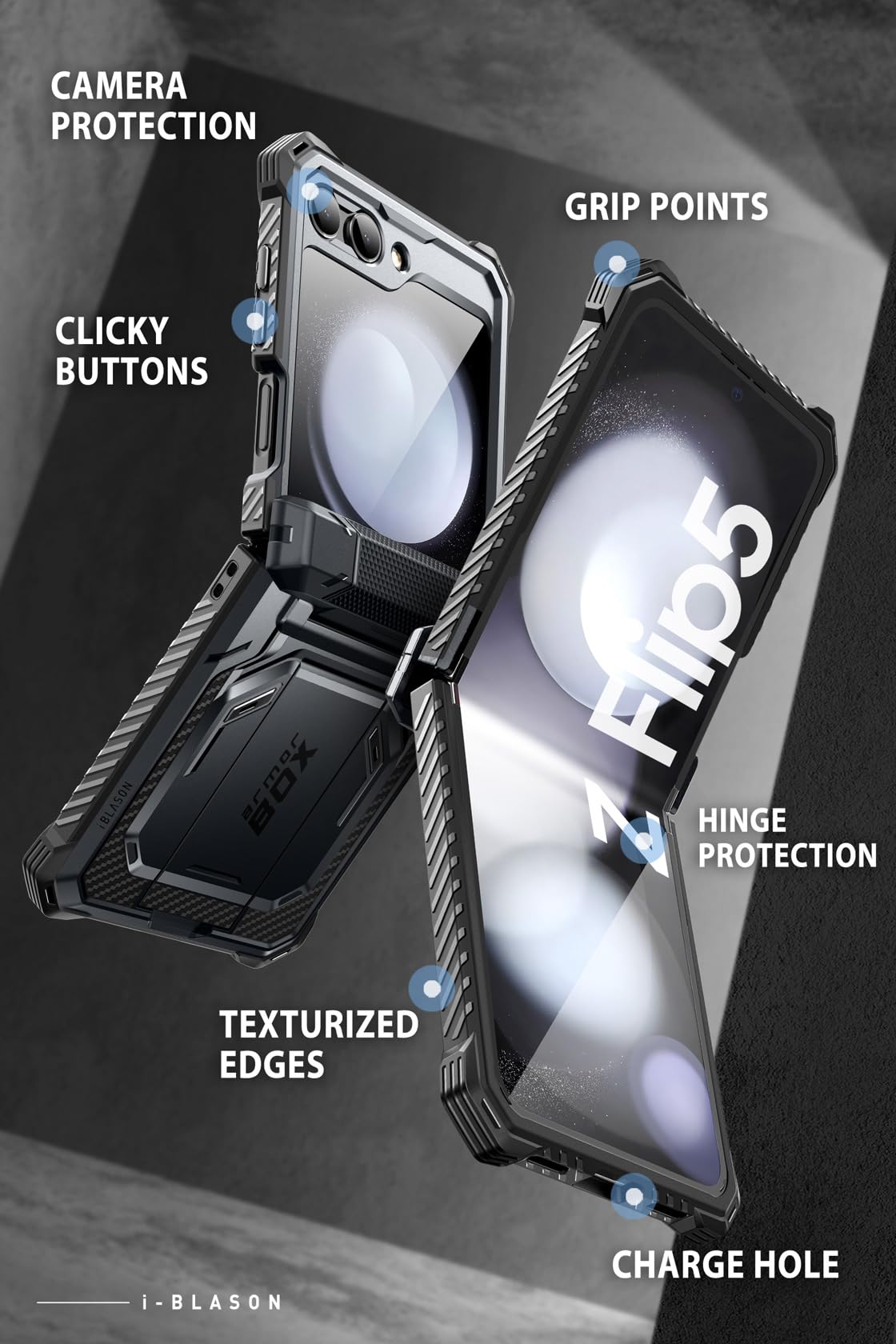 Foto 8 pulgar | Funda De Teléfono I-blason Armorbox Con Soporte Para Samsung Galaxy Z Flip 5 - Venta Internacional.