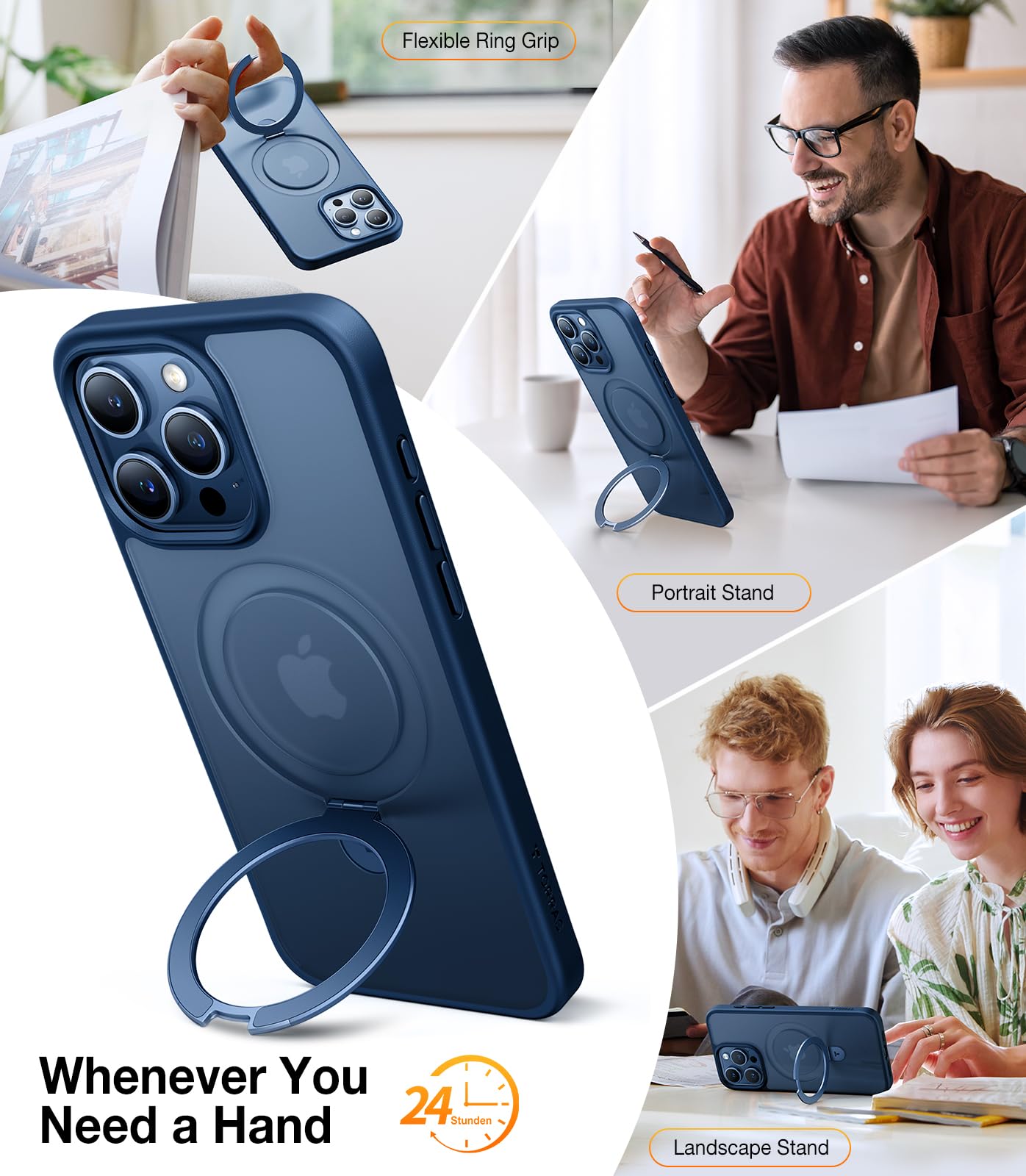 Foto 4 pulgar | Funda De Teléfono Torras Magnetic Ostand Para Iphone 15 Pro Max Blue - Venta Internacional.