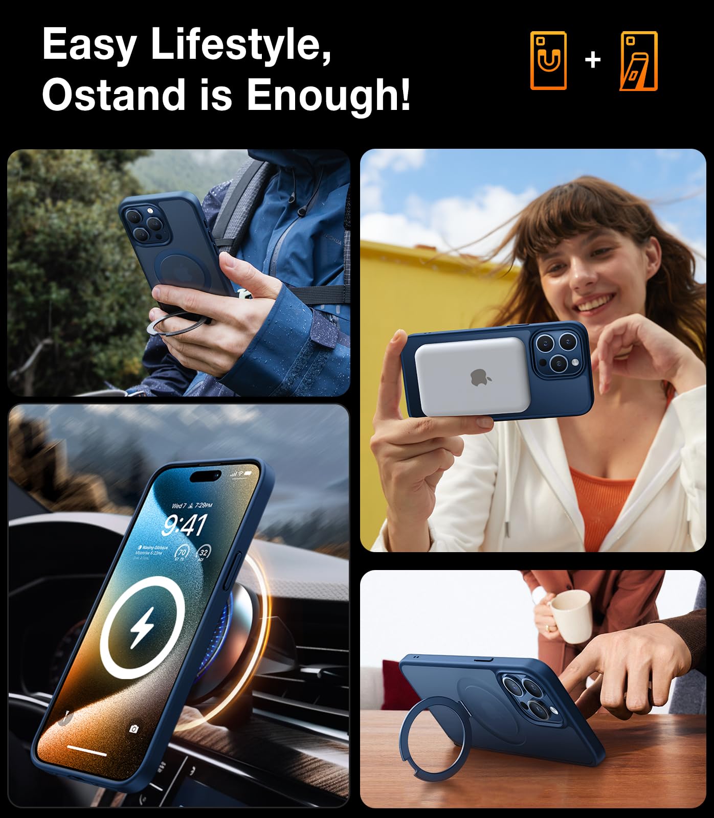 Foto 5 | Funda De Teléfono Torras Magnetic Ostand Para Iphone 15 Pro Max Blue - Venta Internacional.