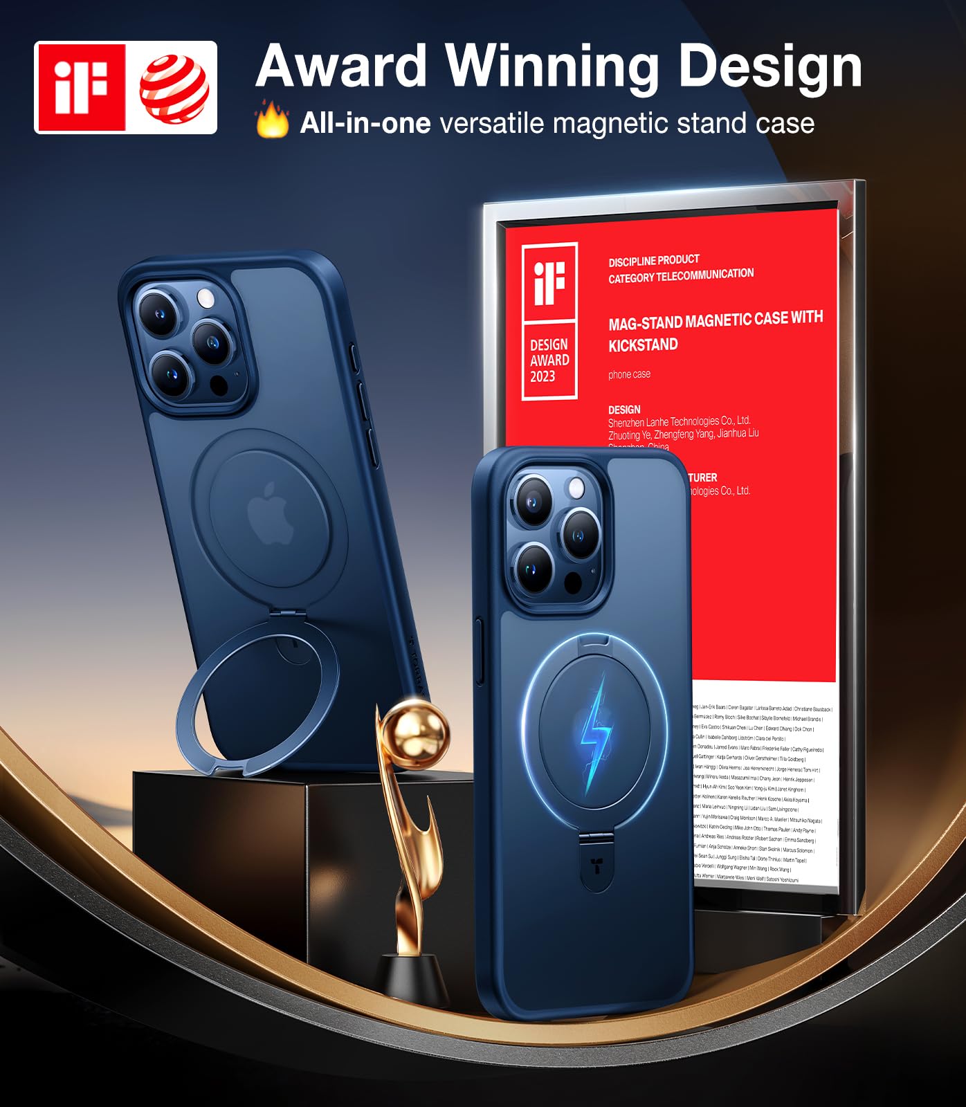 Foto 8 pulgar | Funda De Teléfono Torras Magnetic Ostand Para Iphone 15 Pro Max Blue - Venta Internacional.