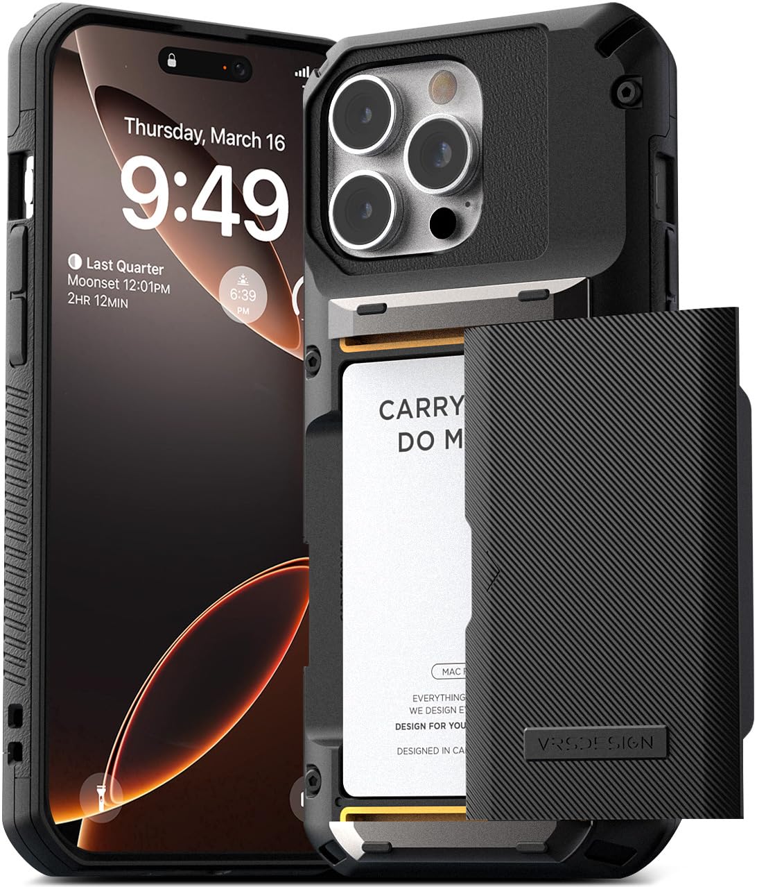 Funda Para Teléfono Vrs Design Damda Glide Pro Tarjetero Para Iphone 16 Pro Max (2024), Negro Mate - Venta Internacion