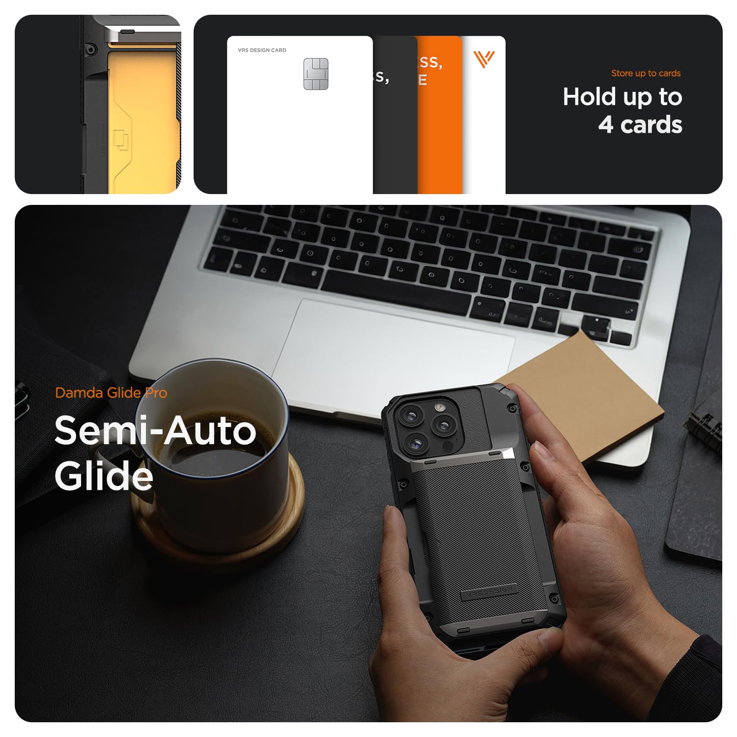 Foto 4 pulgar | Funda Para Teléfono Vrs Design Damda Glide Pro Tarjetero Para Iphone 16 Pro Max (2024), Negro Mate - Venta Internacion