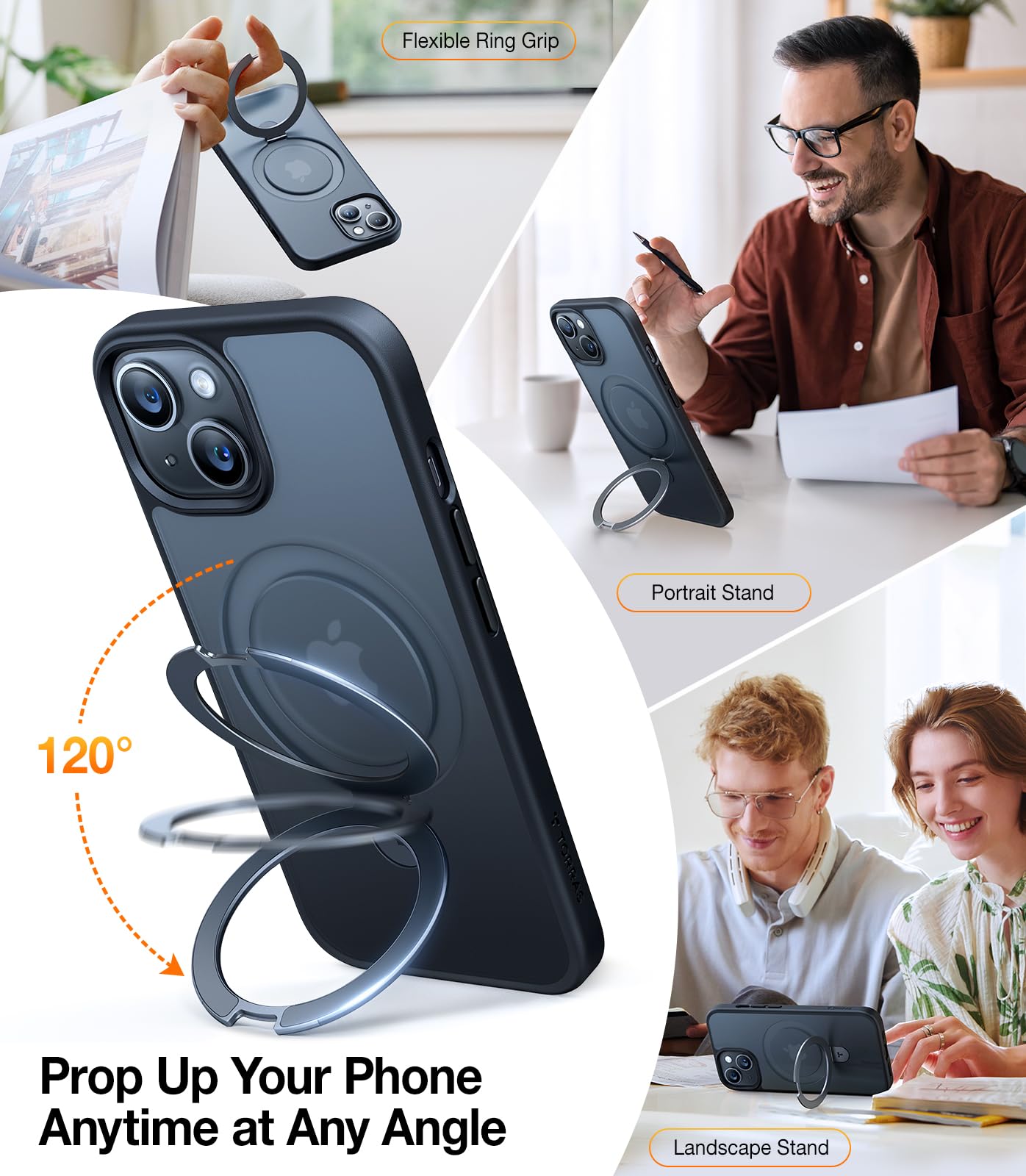 Foto 4 pulgar | Funda De Teléfono Torras Ultra Magnetic Ostand Para Iphone 15 Negra - Venta Internacional.