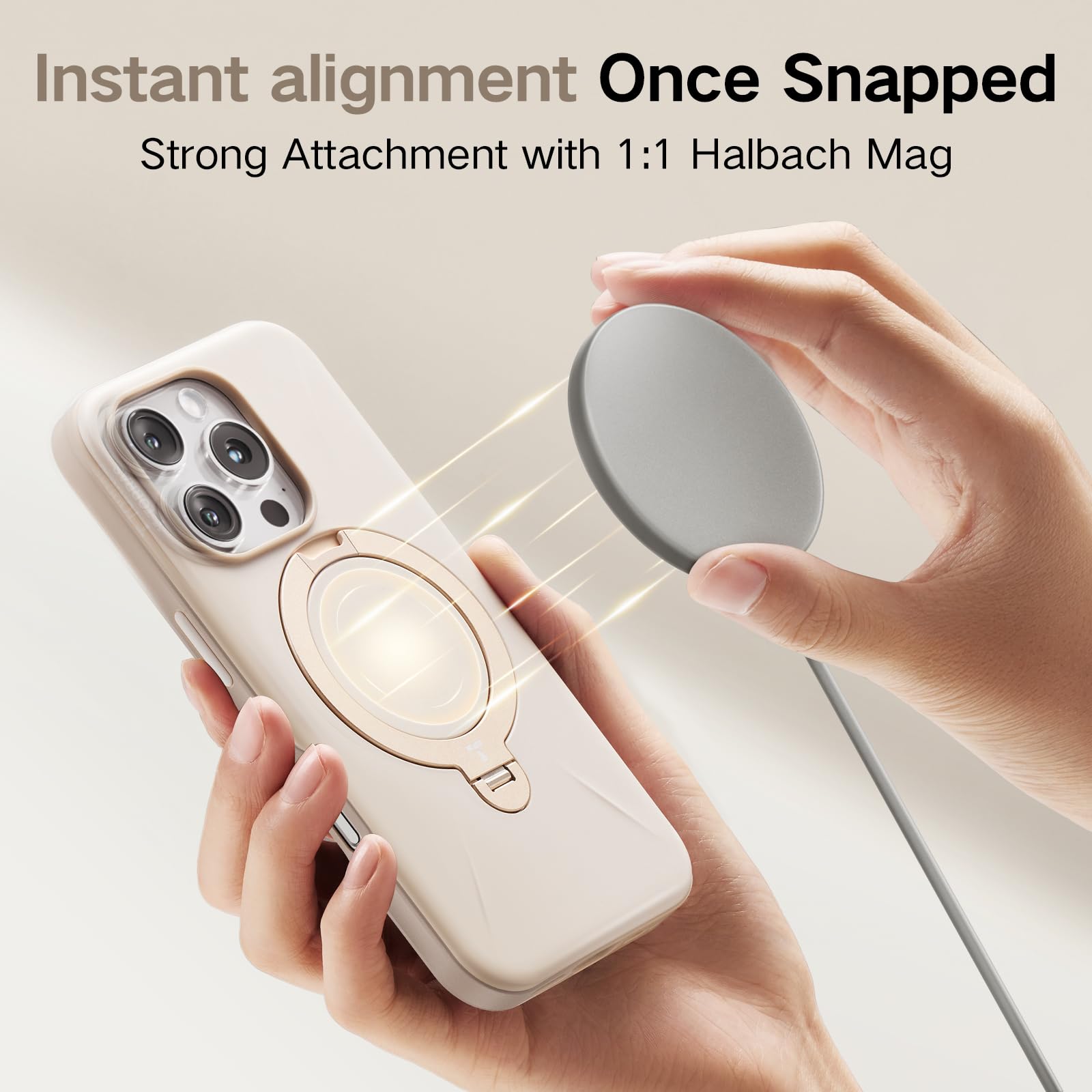 Foto 5 pulgar | Funda De Teléfono Torras Ostand Spin Para Iphone 16 Pro Dune Beige - Venta Internacional.