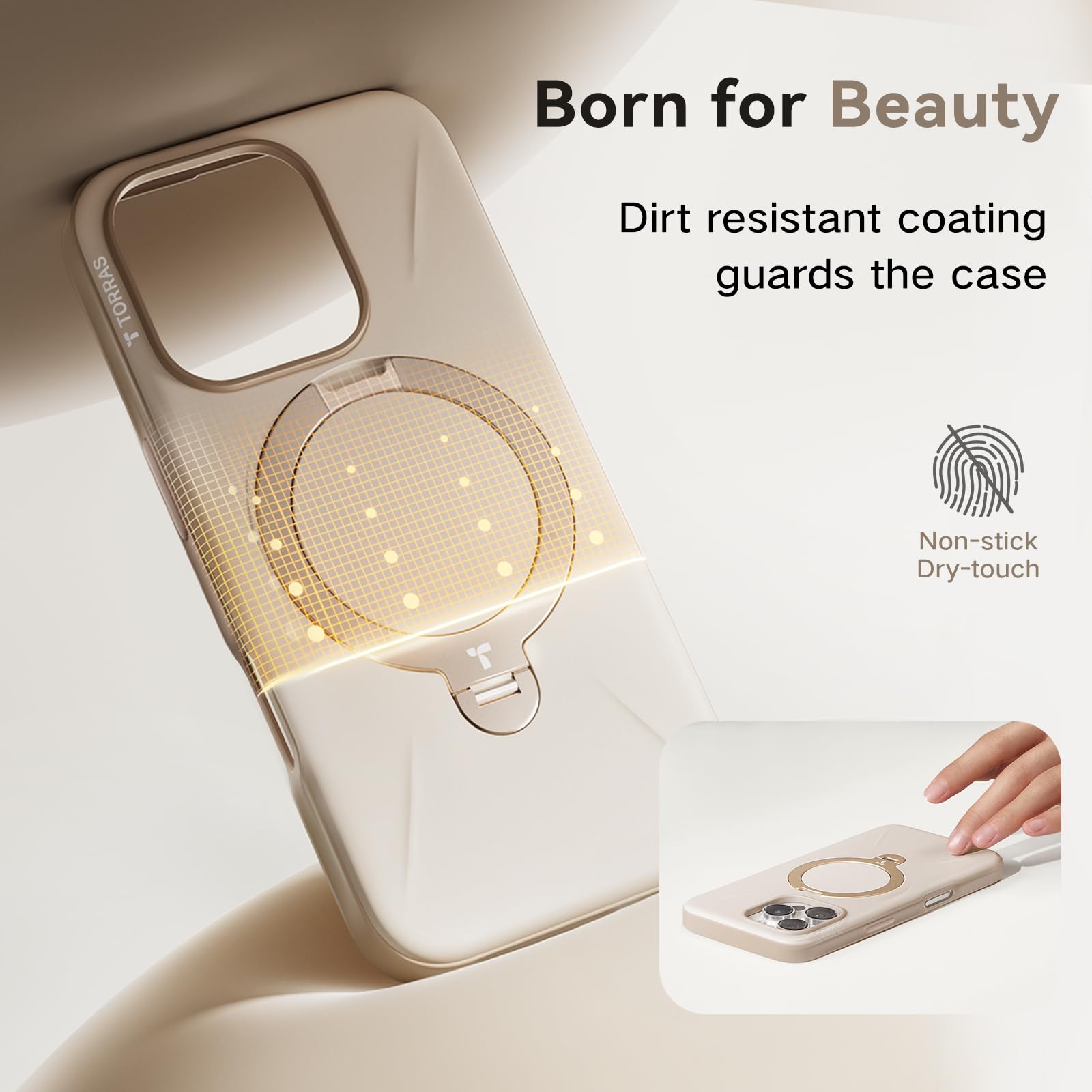 Foto 6 | Funda De Teléfono Torras Ostand Spin Para Iphone 16 Pro Dune Beige - Venta Internacional.